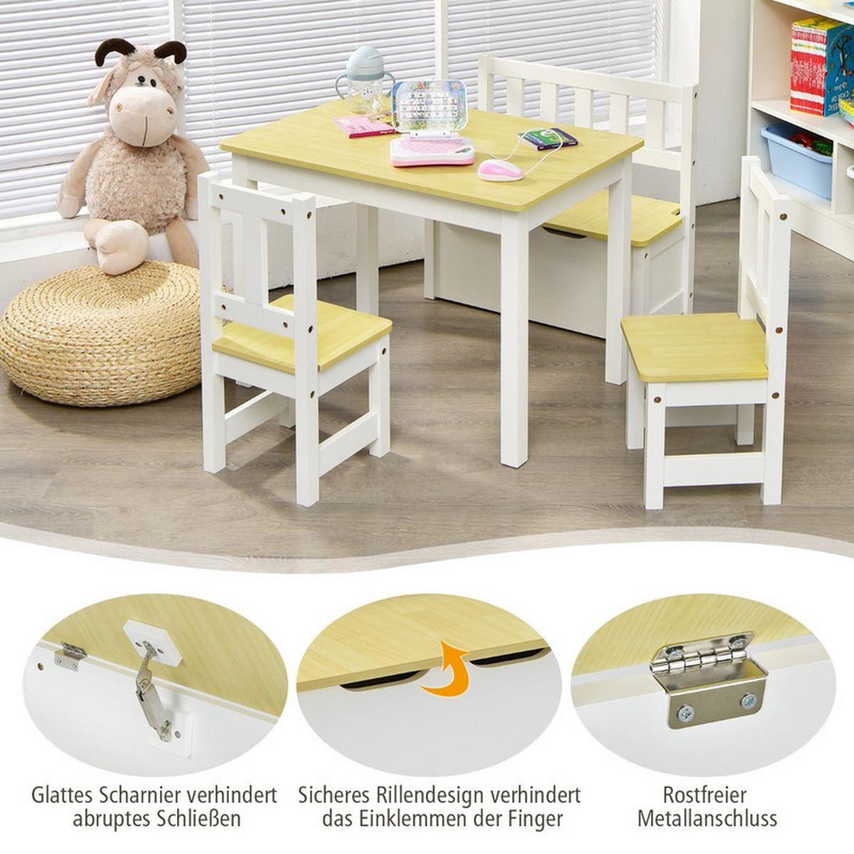 KINDERSITZGRUPPE mit Stauraum natur(4-tlg) - Naturfarben, Holzwerkstoff (70/51/48cm) - COSTWAY