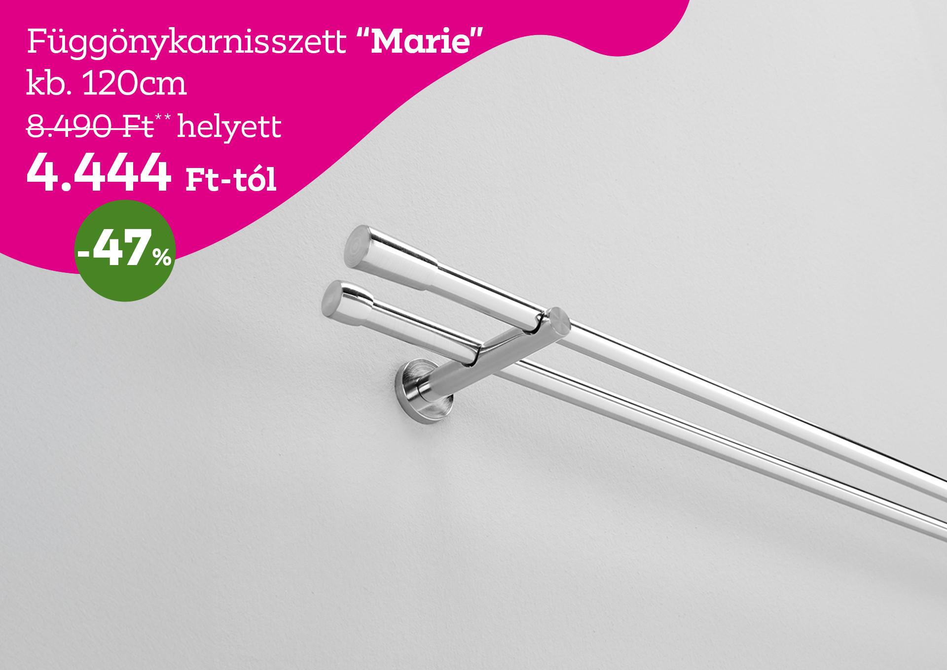 Függönykarnisszett MARIE  8490 Forint helyett 4444 Forint, kedvezmény mértéke 47%