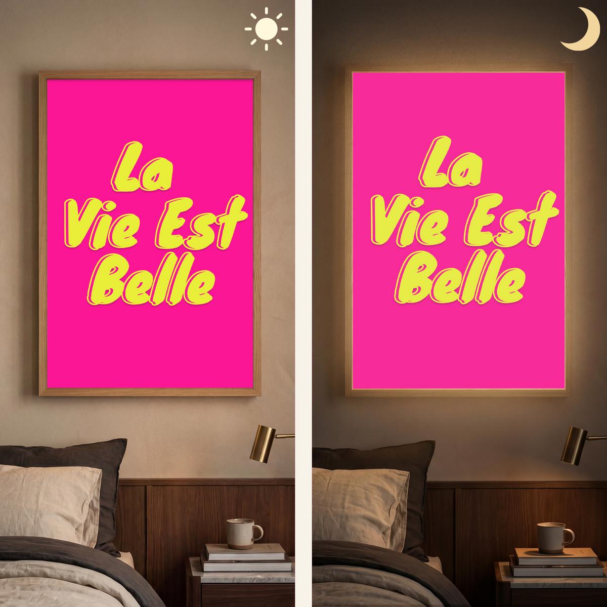 WANDLEUCHTE MIT AKKU Zitat - Retro - Rosa 60x90 cm - Pink, Holzwerkstoff (60/90/8cm) - OnlyWow