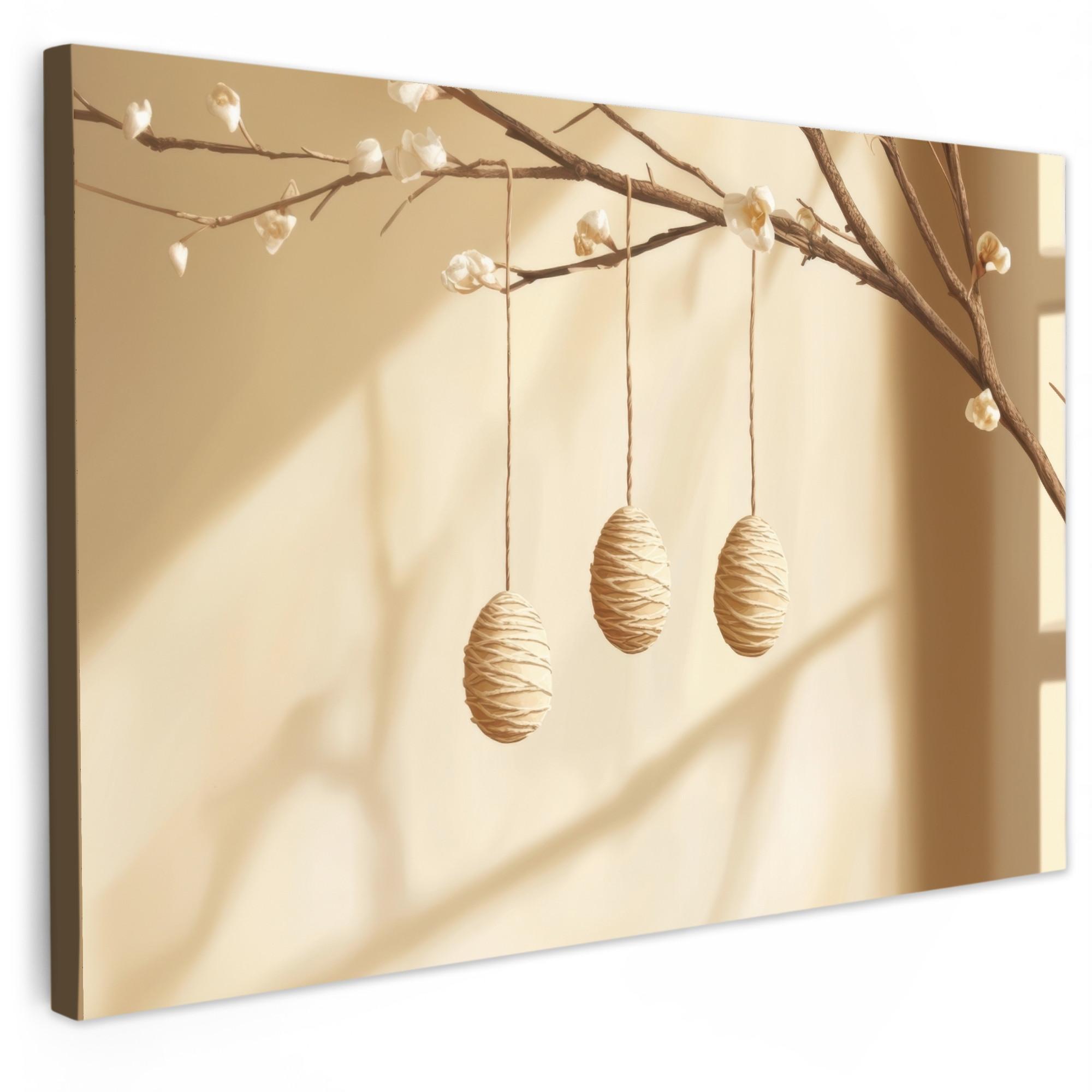 LEINWANDBILD Beige - Osterkuchen - Eier Deko Schlafzimmer 30x20 cm - Beige, Textil (30/20cm) - MuchoWow