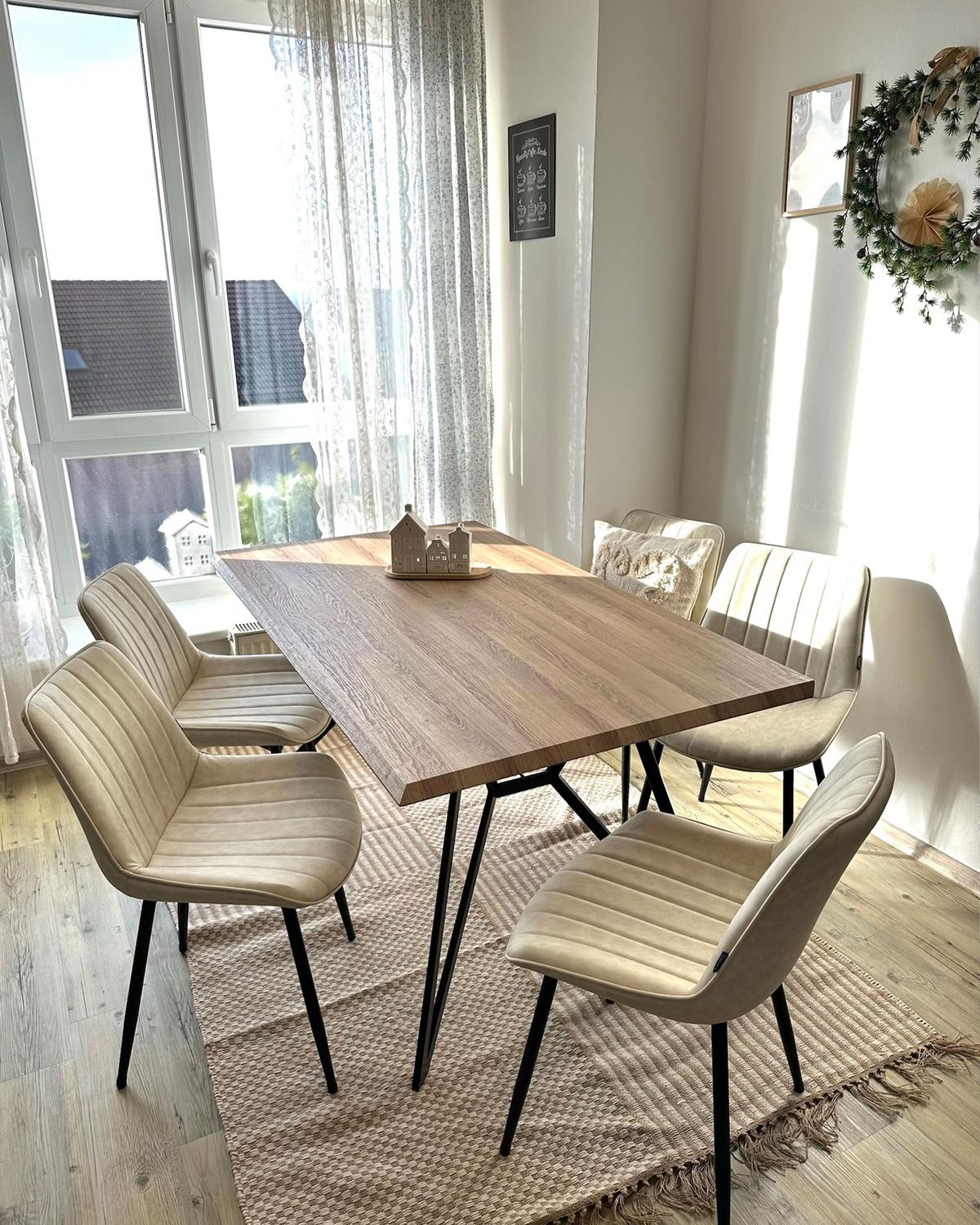 STUHL 2er-Set Kunstleder Helles Beige Dubrovnik - Beige/Schwarz, Kunststoff (53/81/58cm) - Beliani