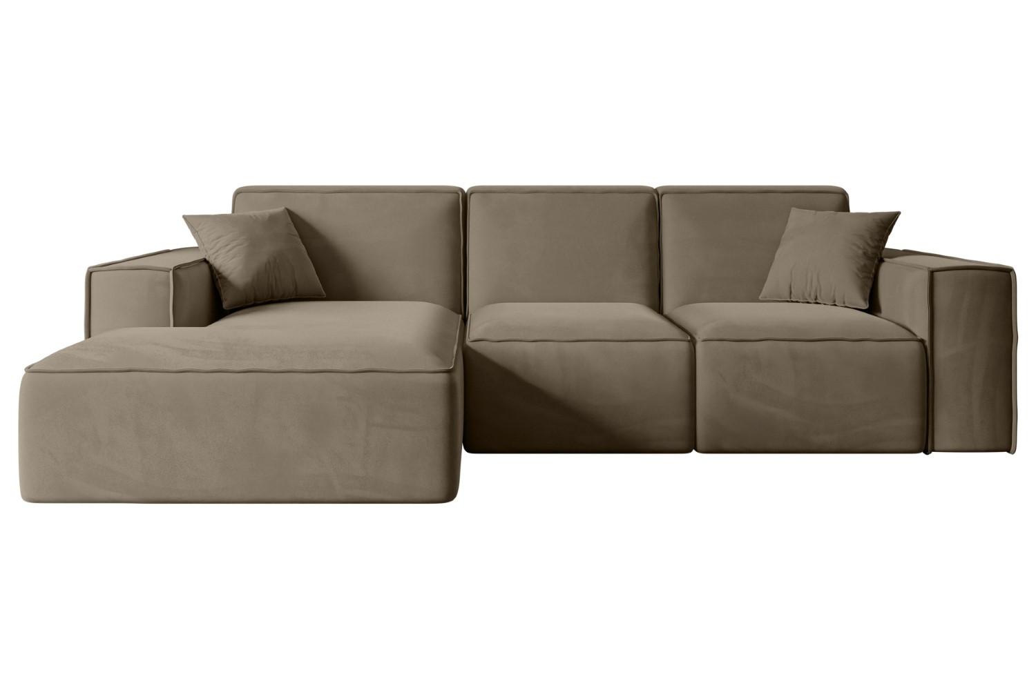 ECKSOFA Ottomane Links SERRA-L - 266x169x80 cm Braun Velours - Schwarz/Braun, Holzwerkstoff/Kunststoff (165/266cm) - ALTDECOR