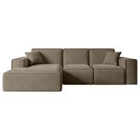 ECKSOFA Ottomane Links SERRA-L - 266x169x80 cm Braun Velours - Schwarz/Braun, Holzwerkstoff/Kunststoff (165/266cm) - ALTDECOR