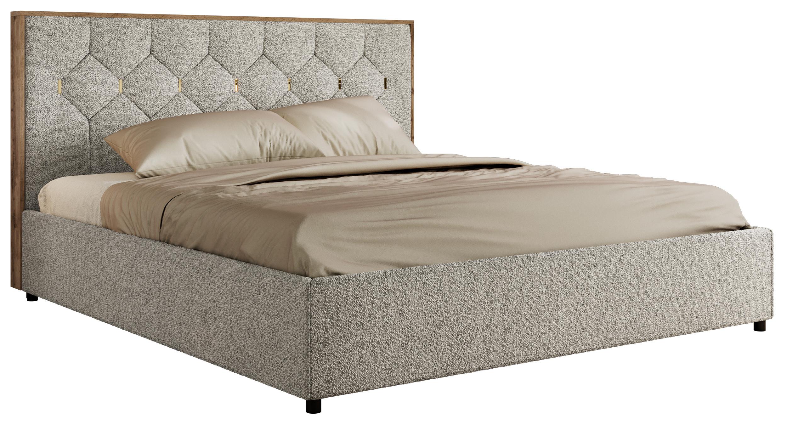 POLSTERBETT LARINO CLASSIC 140/200 - Hellgrau Strukture - Schaum-Matratze - Hellgrau, Textil (140/200cm) - MKS