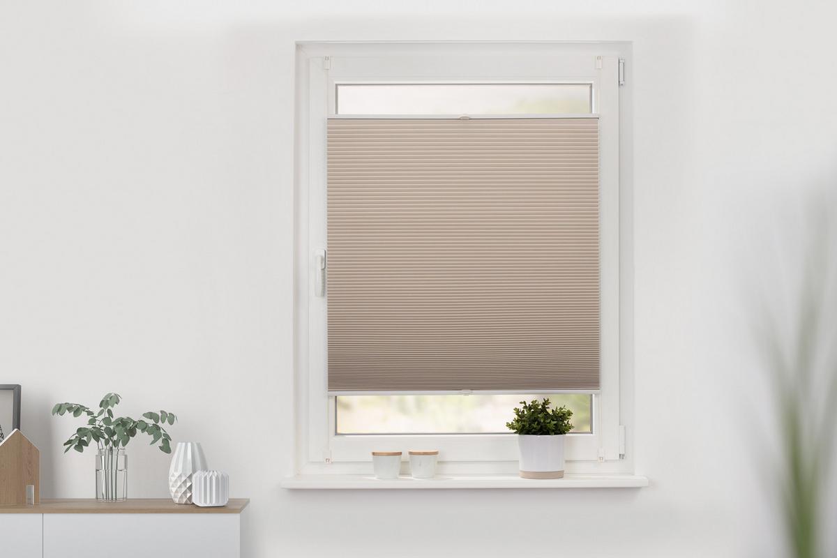 THERMO-PLISSEE KLEMMFIX OHNE BOHREN, VERDUNKELUNG, VERSPANNT Creme, 130 cm, 85, 130 - Creme, Kunststoff (85/130cm) - Lichtblick Original