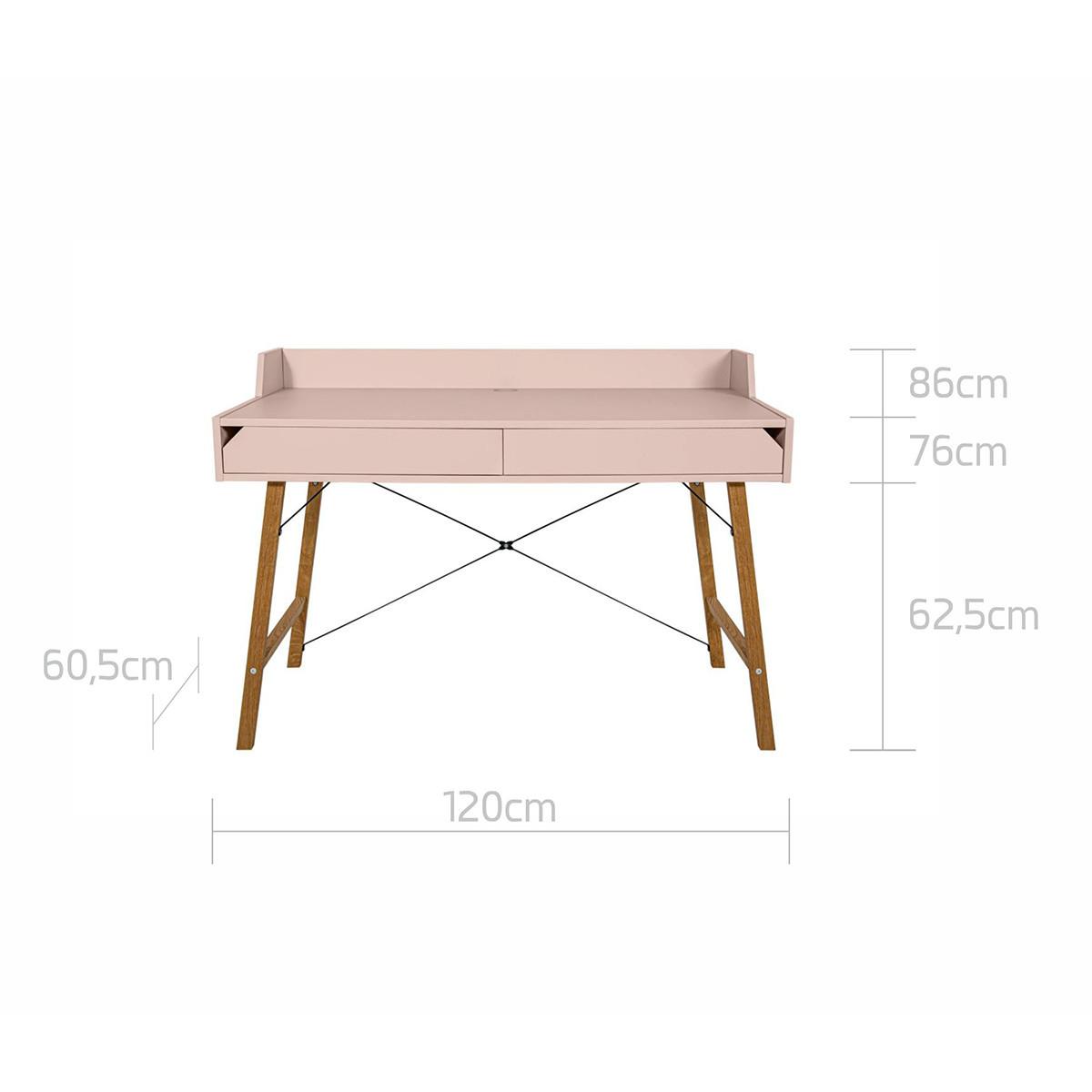 SCHREIBTISCH Lotta Rose - Pink, Holzwerkstoff (120/60/86cm) - Petits-meubles