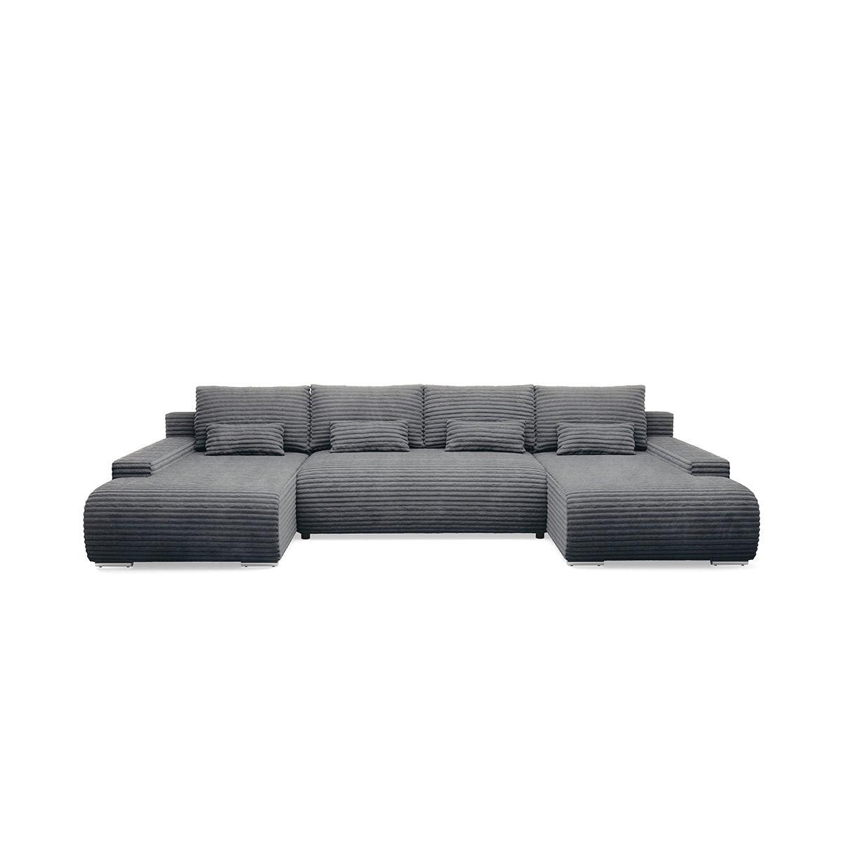 PANORAMASOFA Ivana 4 Sitzplätze Dunkelgrau - Grau, Holz (350/85/172cm) - Petits-meubles