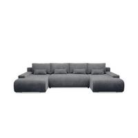 PANORAMASOFA Ivana 4 Sitzplätze Dunkelgrau - Grau, Holz (350/85/172cm) - Petits-meubles