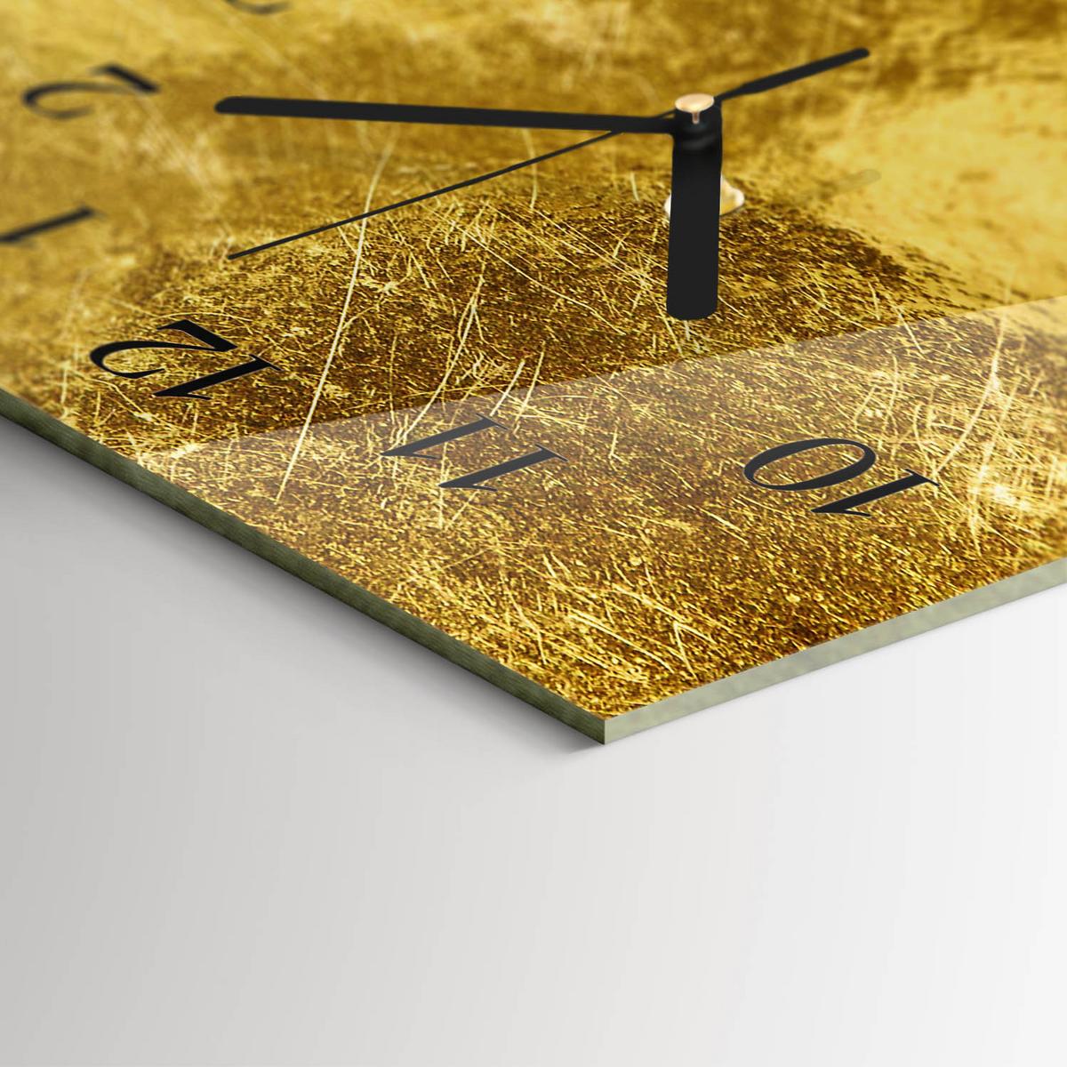 WANDUHR aus Glas 60x30 cm - Metallische Textur - Gelb, Glas (60/30/0.4cm) - TULUP