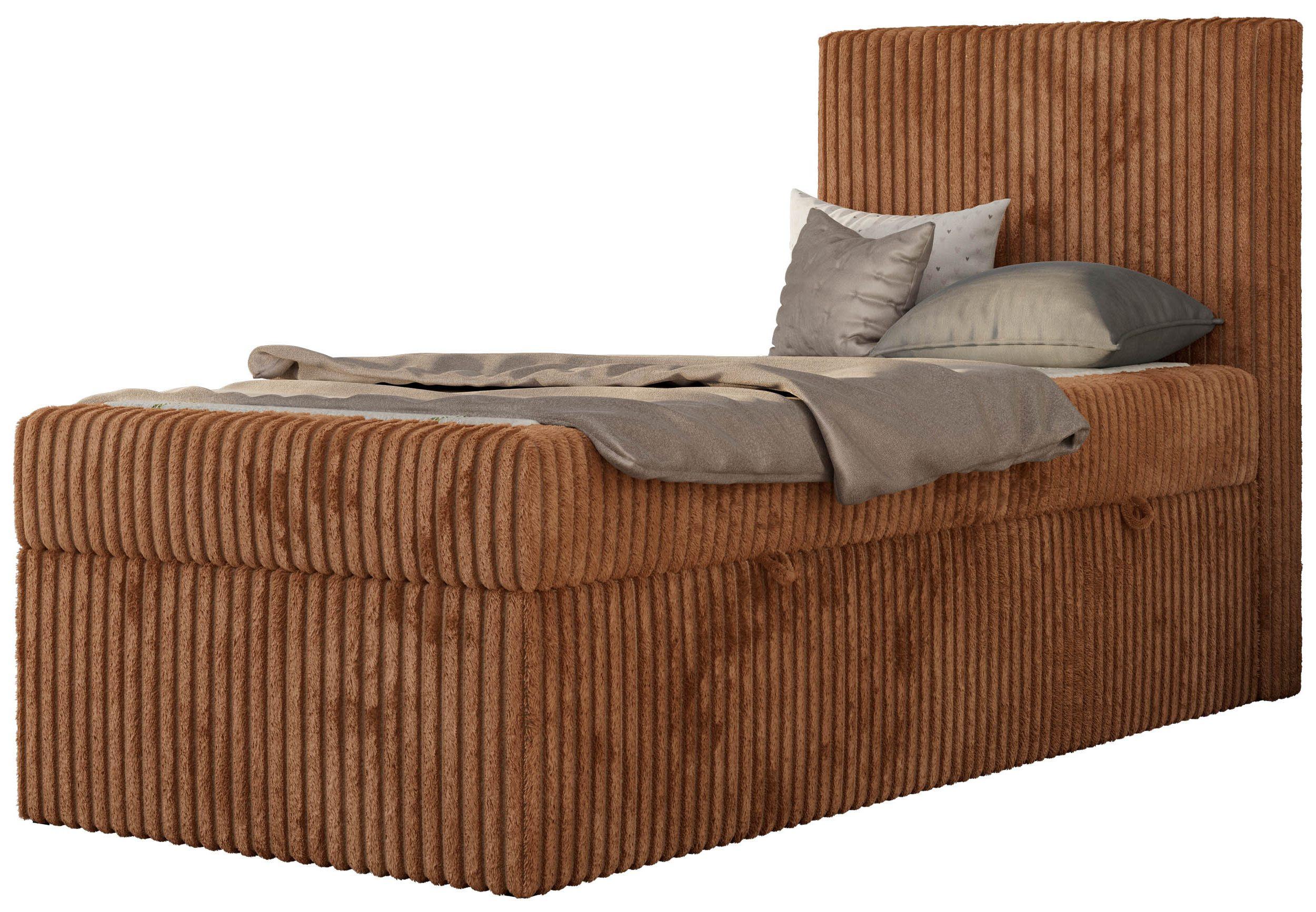 JUGENDBETT TILIO 90/200 - Orange - H4 - Rechts Seite - Orange, Textil (200/90cm) - MKS
