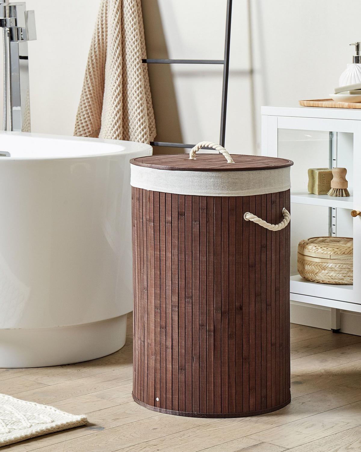 KORB Braun Sannar - Braun/Weiß, Holz (40/60/40cm) - Beliani