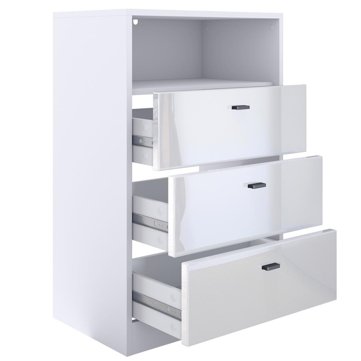 KOMMODE Pino Fronten in Grau Hochglanz - Grau, Holzwerkstoff (56/86.5/36cm) - Vladon