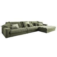 ECKSOFA XL LANA Grün Cord - Schwarz/Olivgrün, Textil (416/205cm) - KAWOLA