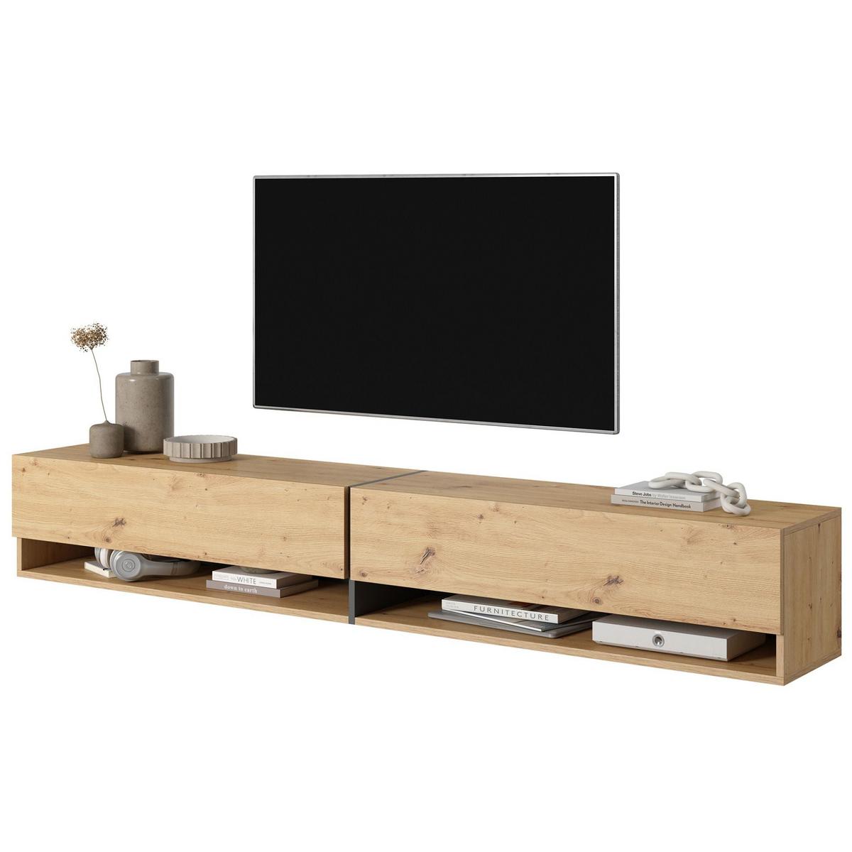 TV-HÄNGEBOARD Mirrgo Eiche / Grafitgrau 200 cm - Schwarz/Eiche Artisan, Holzwerkstoff (200/30/31.6cm) - Selsey