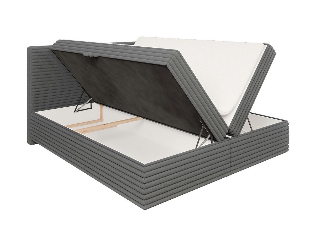 BOXBETT Roma 180/200 cm Dunkelgrau Plüschcord - Dunkelgrau/Schwarz, Holz/Kunststoff (180/200cm) - S-Style Möbel