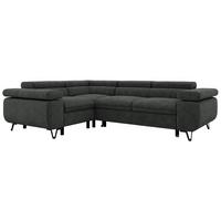 ECKSOFA FALCO L - Dunkelgrau Stukture - Links Seite - Dunkelgrau/Schwarz, Textil/Metall (197/268cm) - MKS