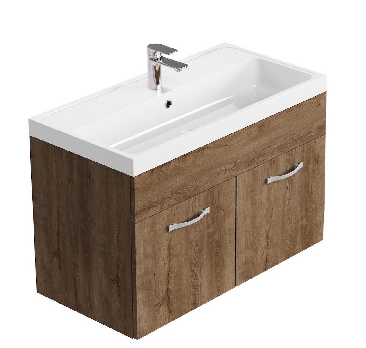 BADMÖBEL-SET Paso 2 Teile Braun Eiche - 80 x 40 x 55 cm - Eichefarben/Braun, Holz (80/55/40cm) - Badplaats