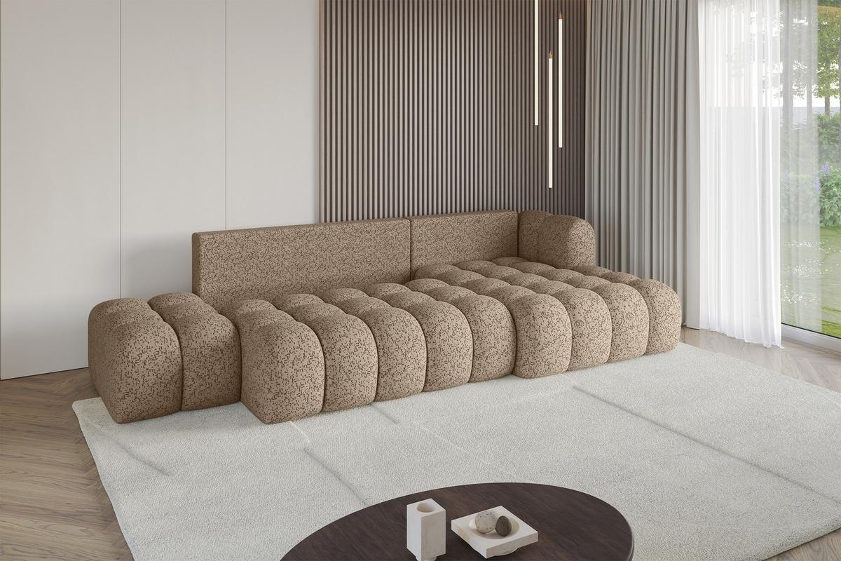 ECKSOFA mit Schlaffunktion Ottomane RECHTS OLEA-L2 321x164x75 Braun Tissu - Alteiche/Schwarz, Holzwerkstoff/Kunststoff (164/321cm) - ALTDECOR