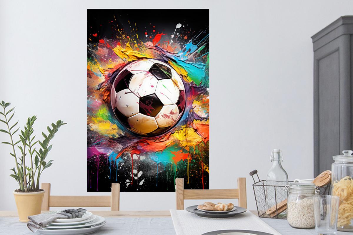 WANDTATTOO Fußball - Farbe - Farben - Schwarz - Weiß Wandaufkleber 80x120 cm - Weiß, Kunststoff (80/120/0.1cm) - MuchoWow