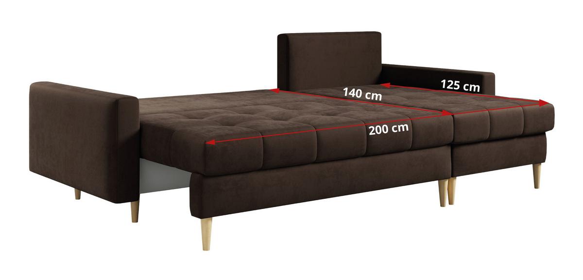 ECKSOFA Astra Braun Velvet - Braun, Holz/Textil (220/140cm) - MKS