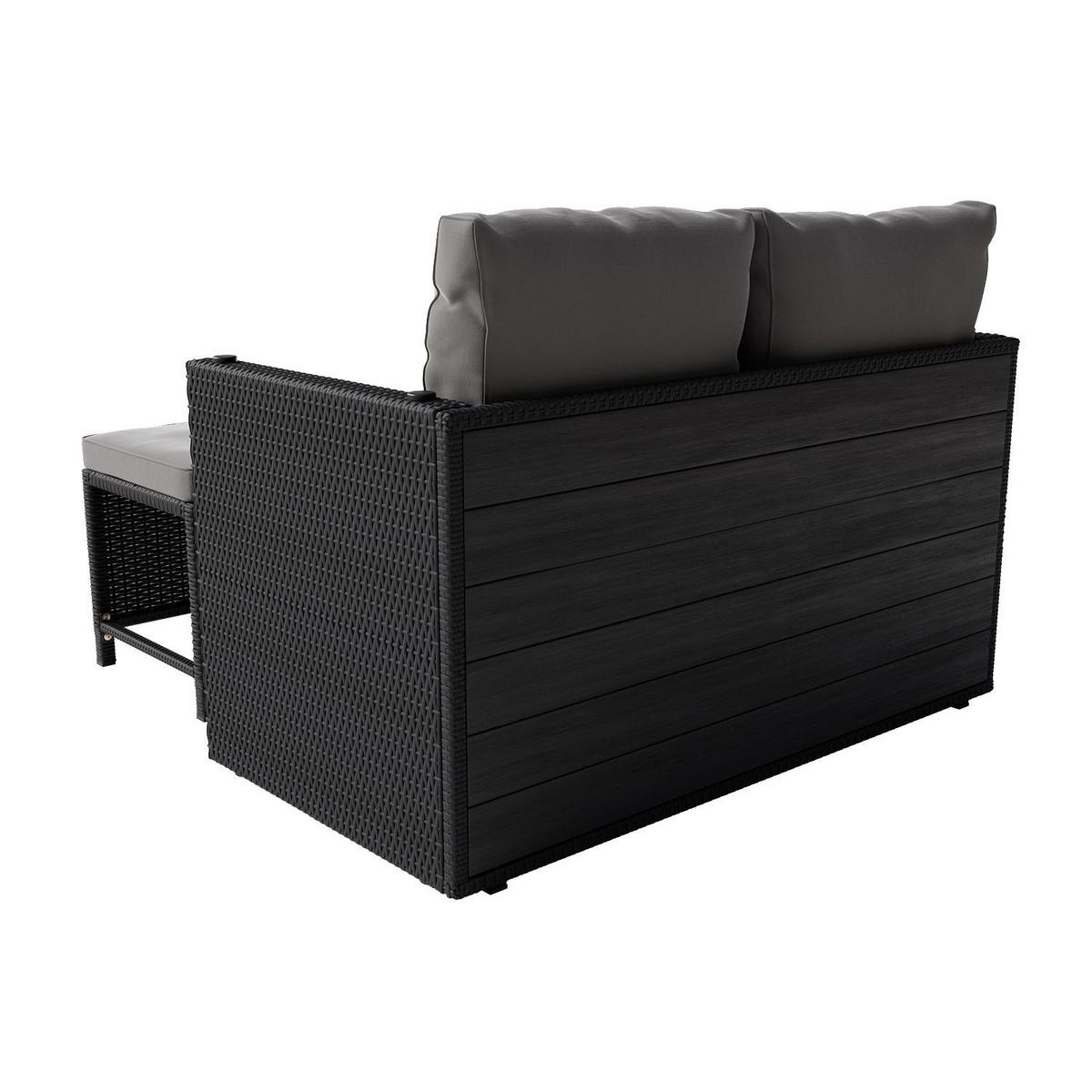 GARTENMÖBELSET Jamaika schwarz (4-tlg.) - Schwarz, Kunststoff/Metall - Juskys