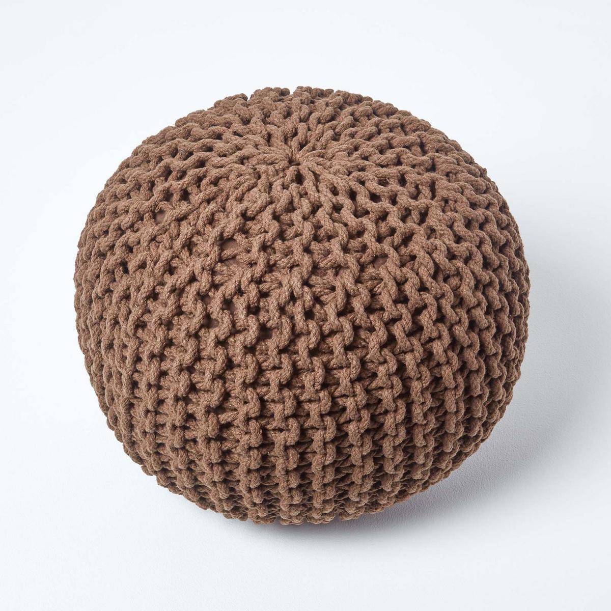 STRICK-POUF braun, 40/40/35 cm - Braun, Textil (40/35/40cm) - Homescapes