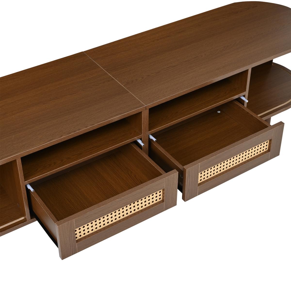 TV-LOWBOARD nussbaum-optik & rattan 170 cm oval mit 8 füßen - Alteiche, Holzwerkstoff (170/40/40cm) - Urban Meuble