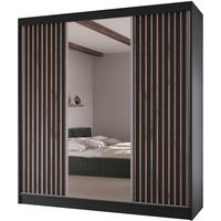SCHWEBETÜRENSCHRANK Lico II 200/61/215 schwarz - Schwarz, Holzwerkstoff (200/215/61cm) - Beautysofa