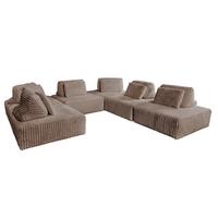 MODULSOFA WIOLO SOFT 6 MODULE 6 KISSEN Taupe Cord - Taupe/Schwarz, Kunststoff/Textil (333/84/333cm) - KAWOLA