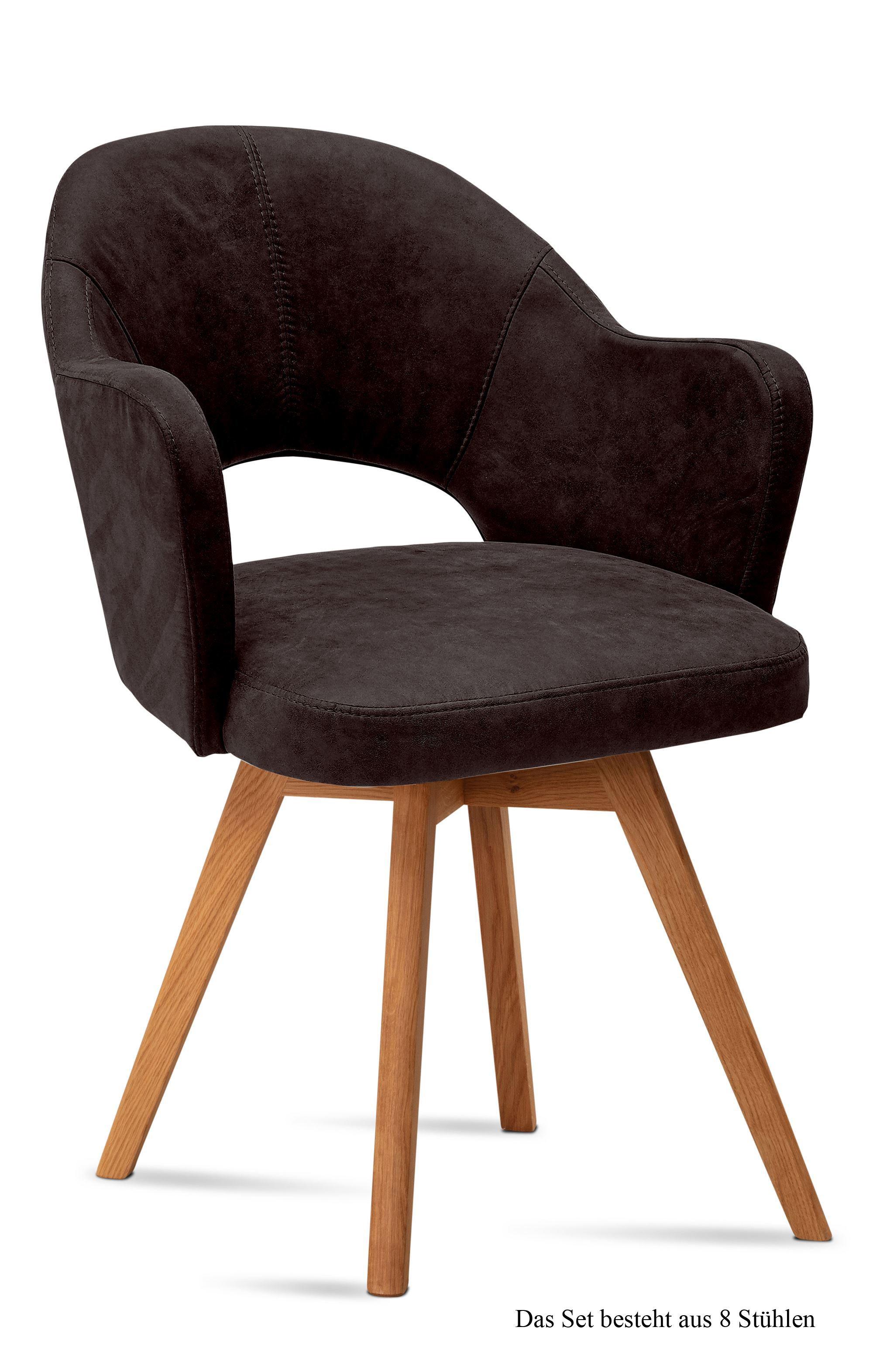 ARMLEHNSTUHL (8er-Set) Dolly 59x87x61 Eiche geölt/Espresso - Eichefarben/Dunkelbraun, Kunststoff (61/87/59cm) - 58aufmkessel