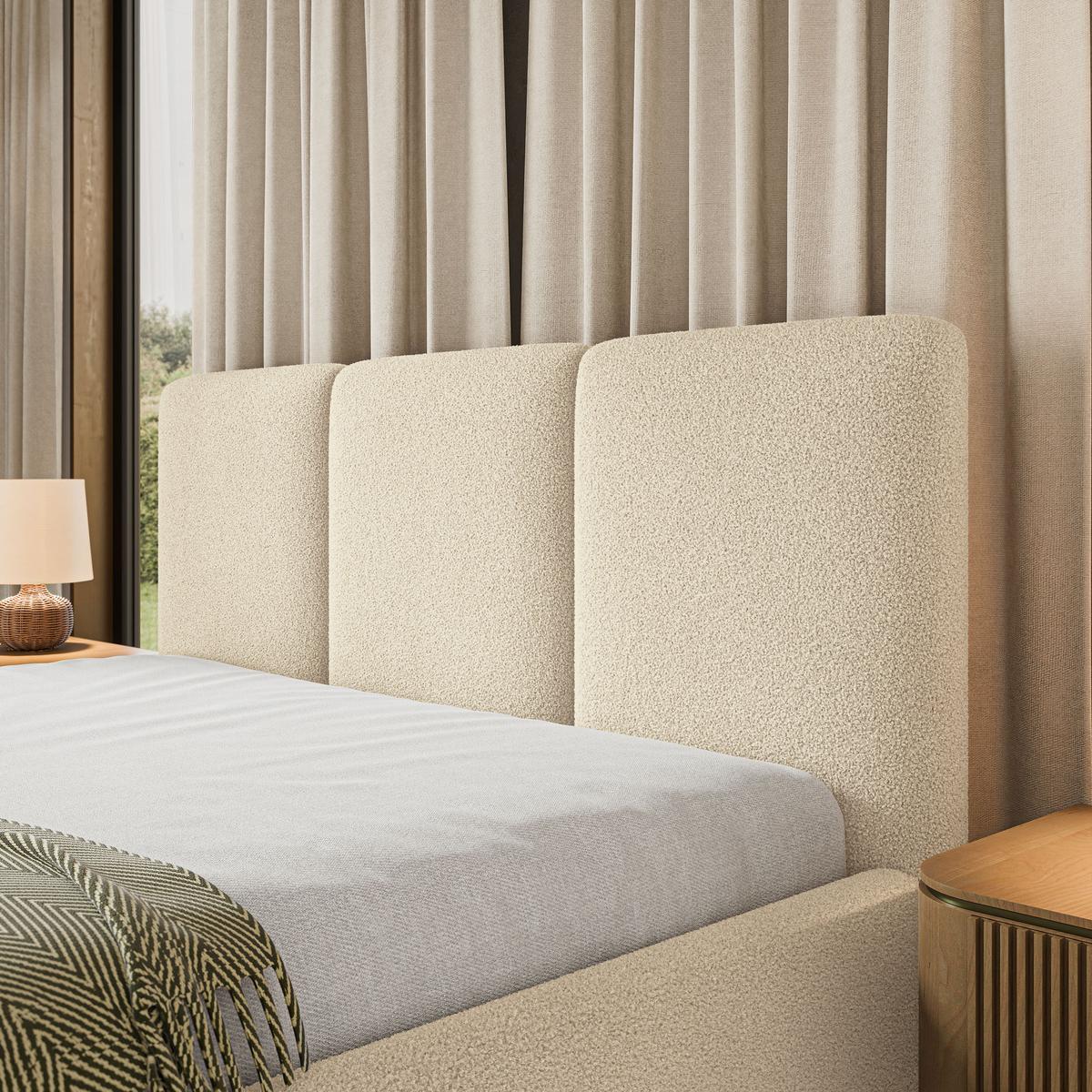 POLSTERBETT MORENA Q 120x200 cm mit Bettkästen - Creme - Creme, Holz (120/200cm) - MASSENO