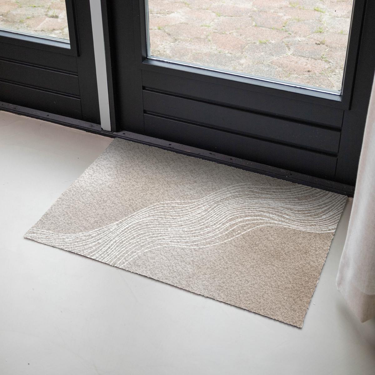FUSSMATTE Wellenlinien - Fließend - Sandfarben Fußabtreter 90x60 cm - Beige, Kunststoff (90/0.4cm) - MuchoWow