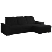 ECKSOFA MADRITO L - Schwarz Boucle - Rechts - Silberfarben/Schwarz, Textil/Metall (256/160cm)