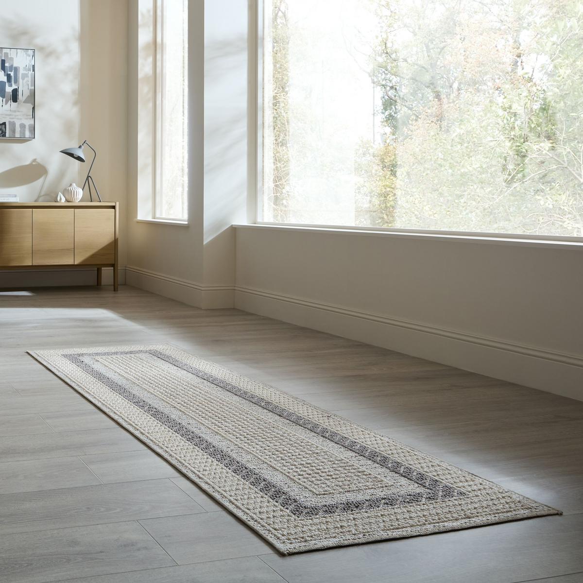 KURZFLORTEPPICH Waschbar NORA, mit Bordüre, Grau, 78 x 300 cm - Grau, Textil (300/78cm) - KADIMA DESIGN