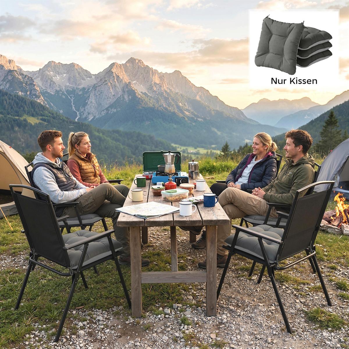 OUTDOOR-SITZKISSEN 4ER-SET aus Polyester Dunkelgrau - Dunkelgrau, Textil (39.5/39.5/10cm) - Outsunny