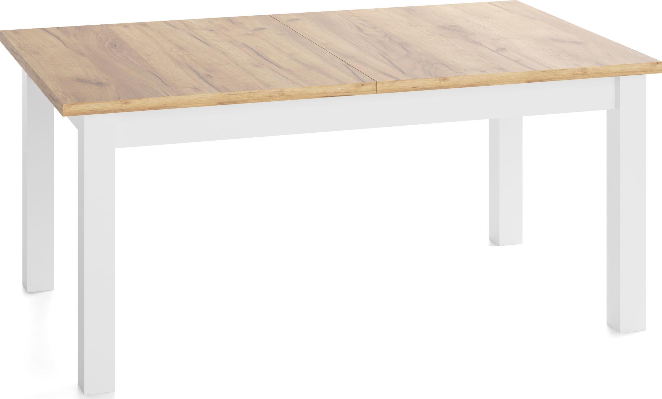 ESSTISCH Lindberg Weiß ausziehbar verlängerbar rechteckig, Eiche Braun 120-160/80/77 cm - Eiche Wotan/Weiß, Holz/Holzwerkstoff (80/160/76.5cm) - WFL GROUP