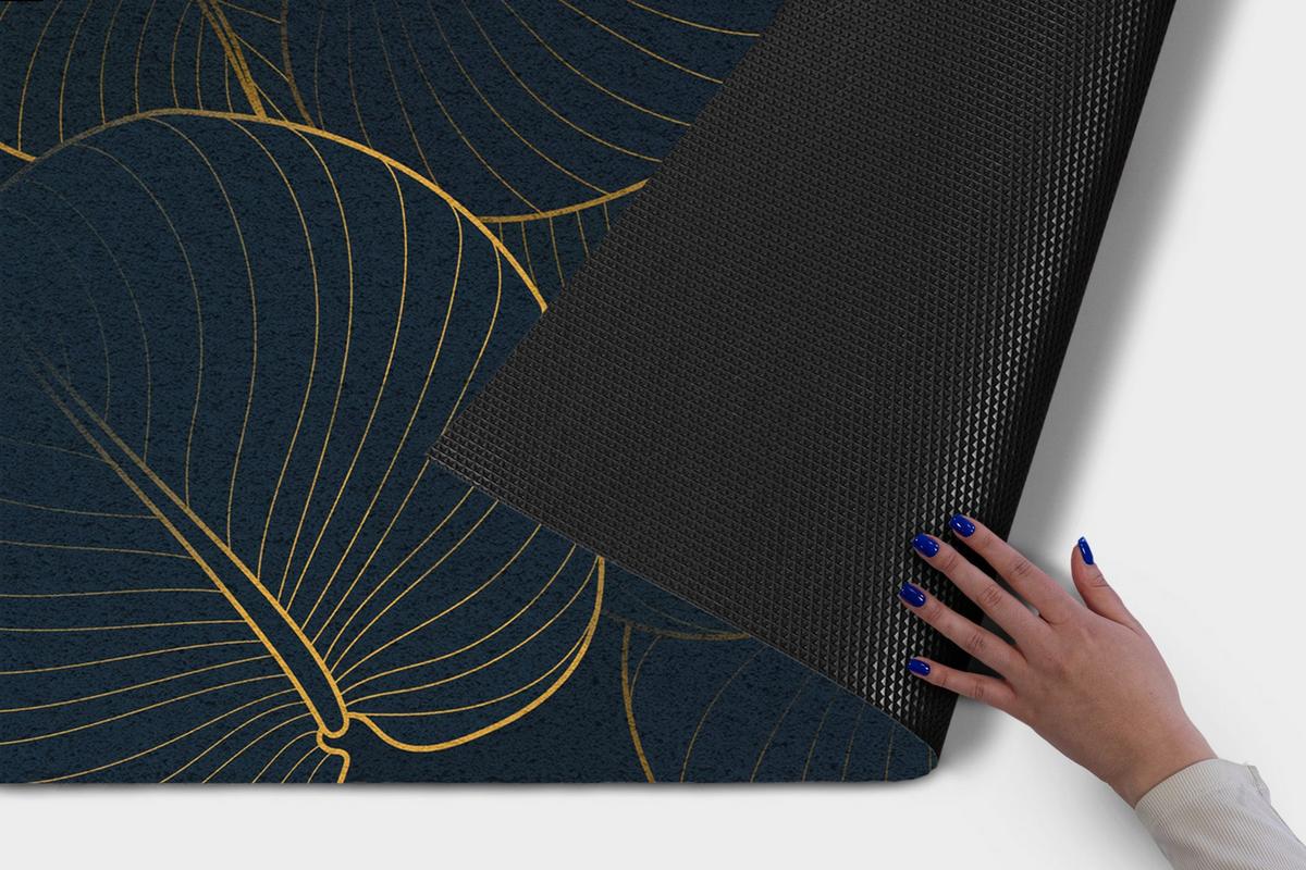 FUSSMATTE 150 x 100 cm Blättergruß - Schwarz/Sahara, Textil (150/100cm) - TULUP