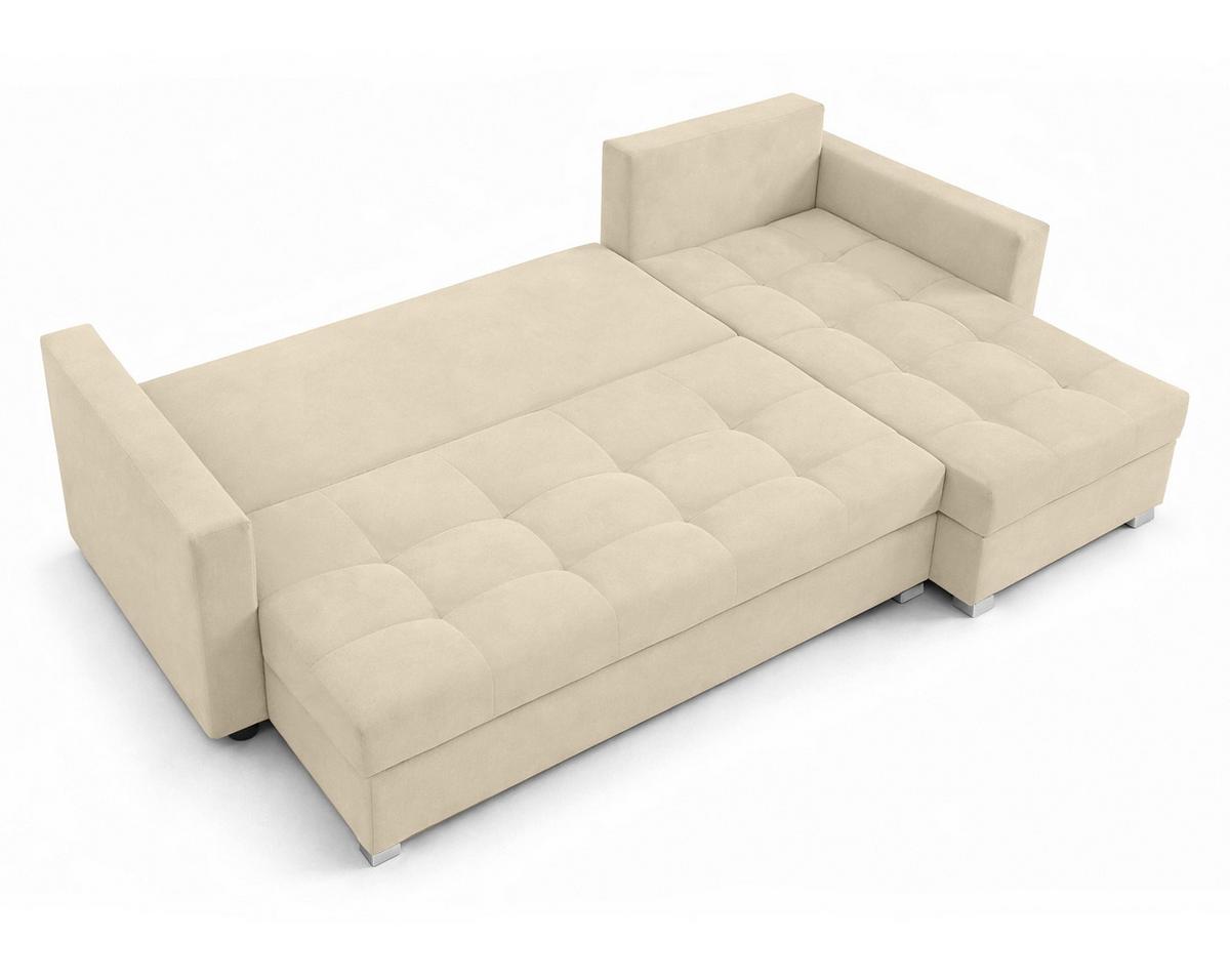 ECKSOFA Universelle L Form Elif Hellbraun 220/140/85 cm stilvolle mit Schlaffunktion - Hellbraun/Silberfarben, Kunststoff/Textil (220/140cm) - AX Living