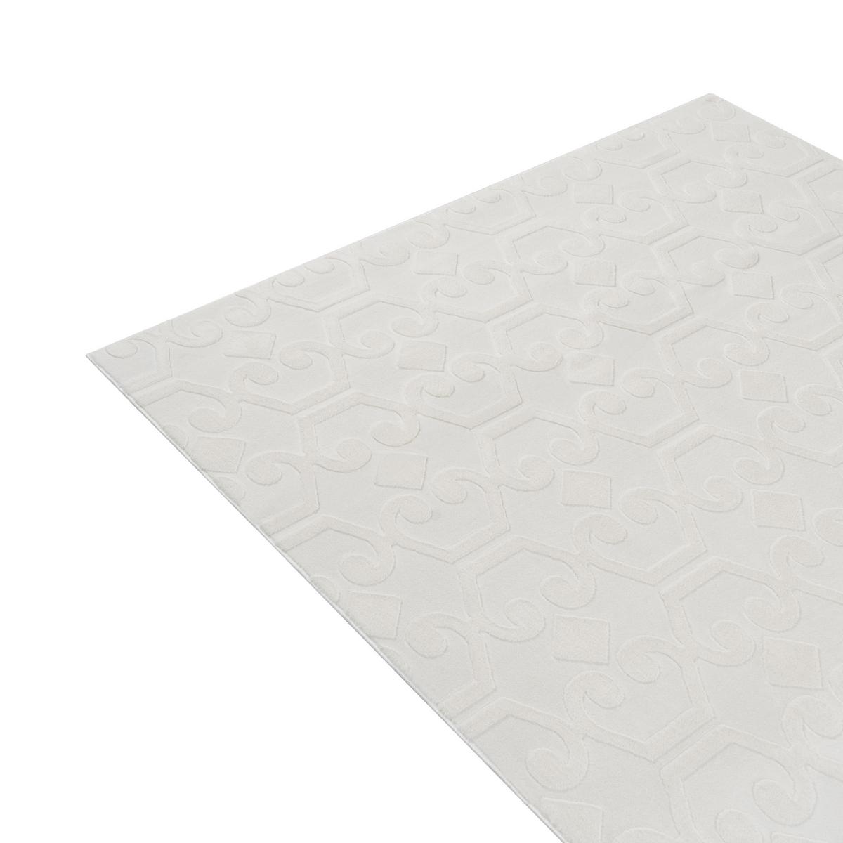 TEPPICH Cremeweiß 160/160 cm Gannett - Creme/Weiß, Textil (160/160cm) - Beliani