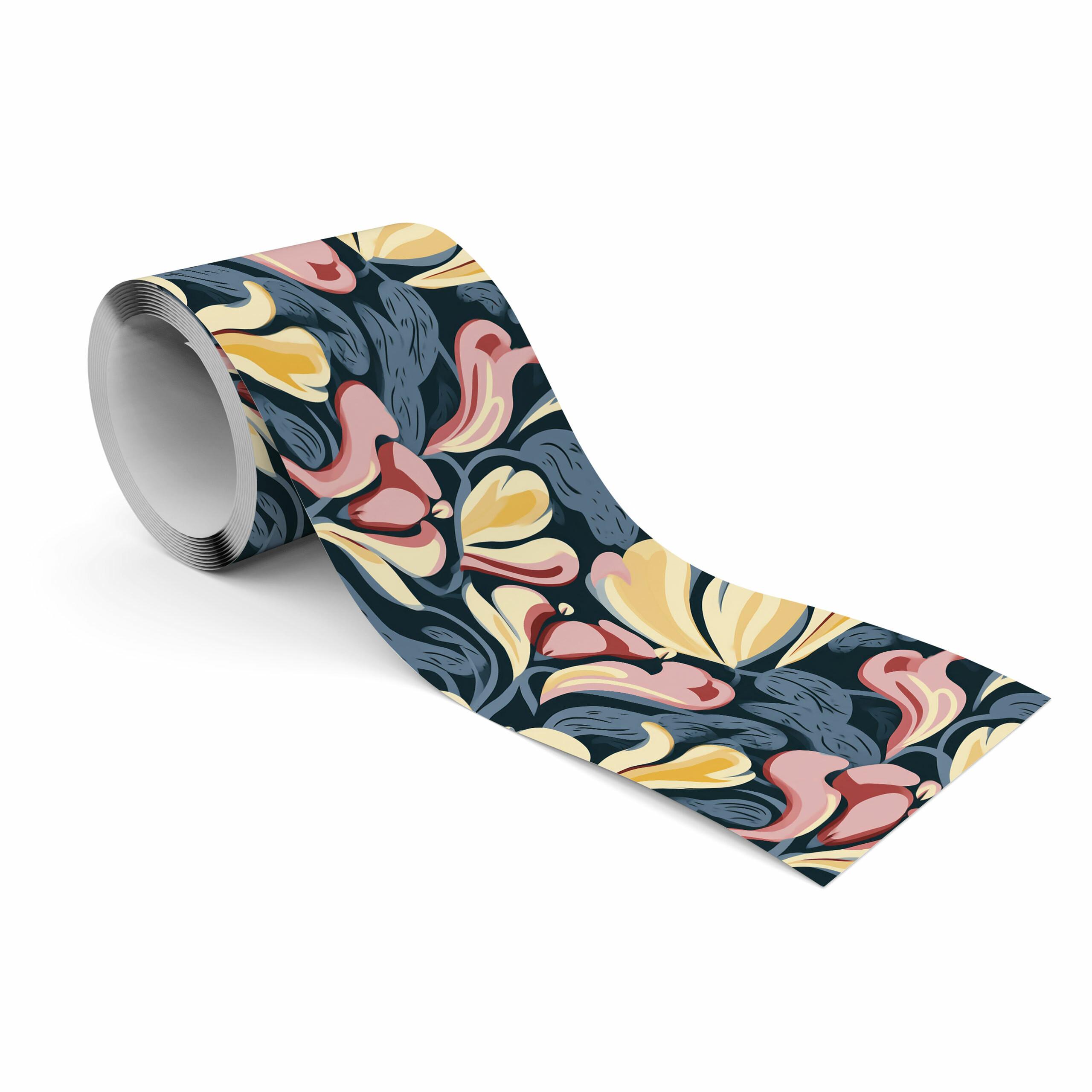 TAPETENBORDÜRE selbstklebend abstraktes BLUMEN moderne Muster für Wohnzimmer - Blau/Beige, Papier (10/300/300cm) - Muralo