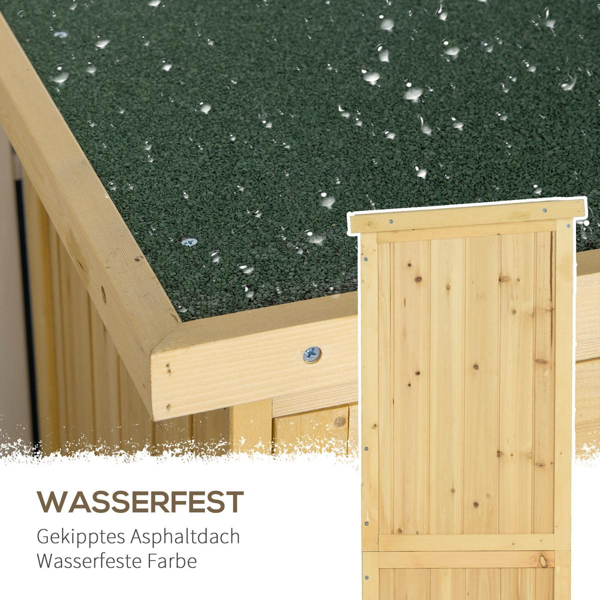 GARTENSCHRANK Holz Geräteschuppen 4 Fächer Geräteschrank mit Asphaltdach Natur - Fichtefarben, Holz (46.5/160/87cm) - Outsunny