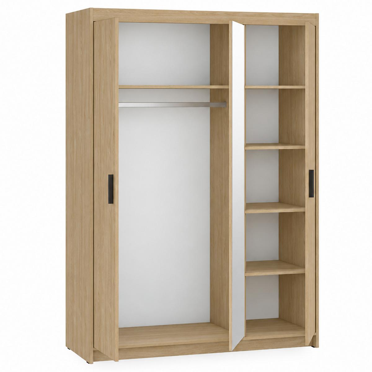 DREHTÜRENSCHRANK Elena mit 3 Türen, mit Spiegel, Eiche Geölt - Eichefarben, Holzwerkstoff (130/190/53cm) - Beautysofa
