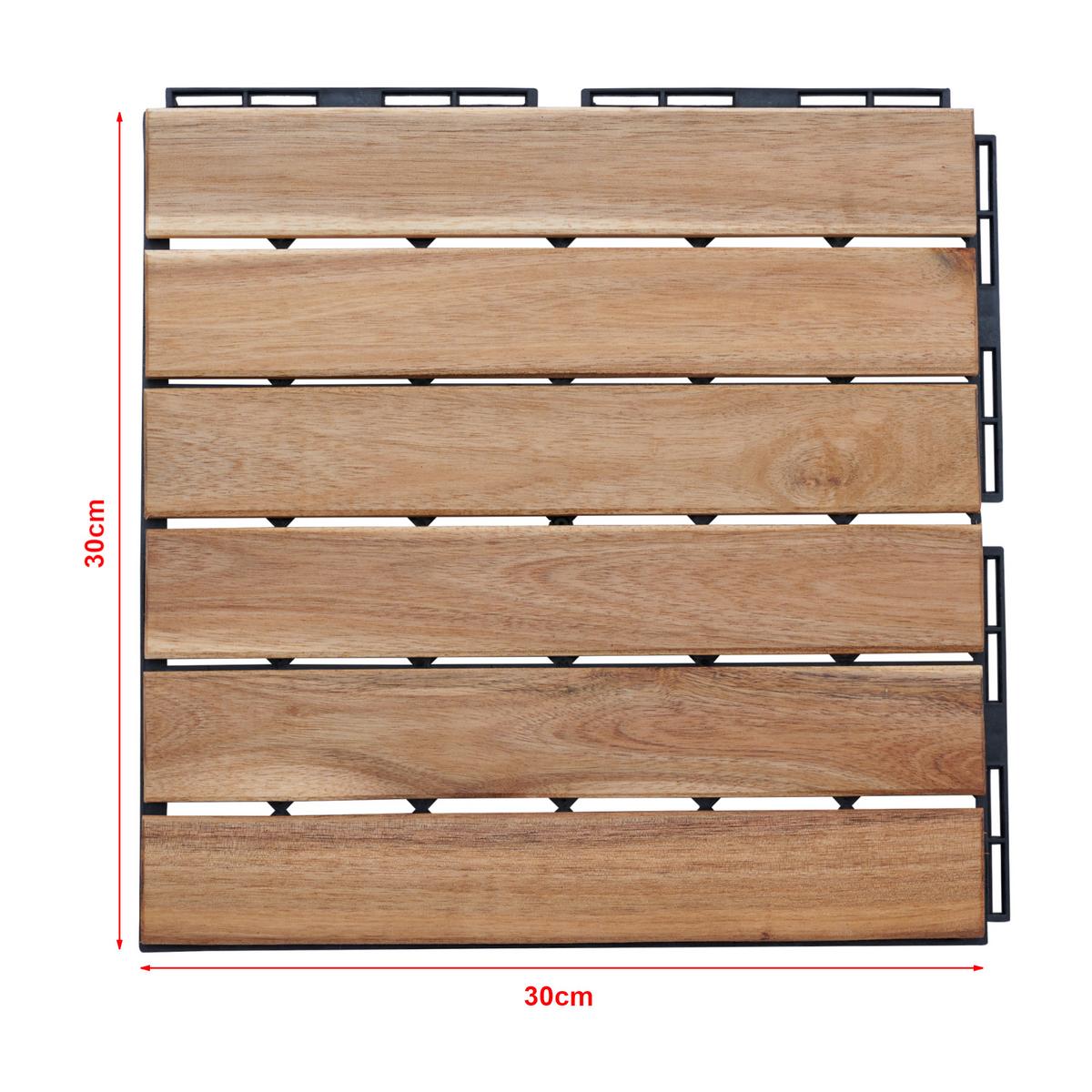KLICKFLIESEN-SET 10 TLG. Alliste - Naturfarben, Holz (30/30/1.9cm) - casa.pro