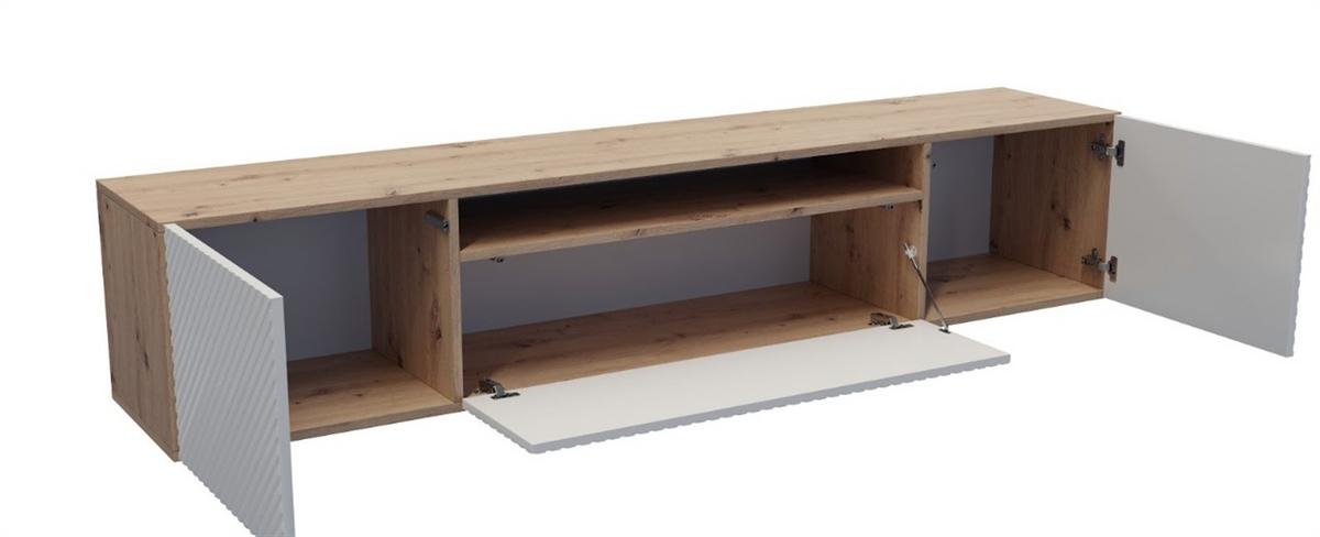 LOWBOARD CAVA 200/41/40 cm, Hängender TV-Schrank Eiche Artisan - Weiß/Eiche Artisan, Holzwerkstoff (200/41/40cm) - MASSENO
