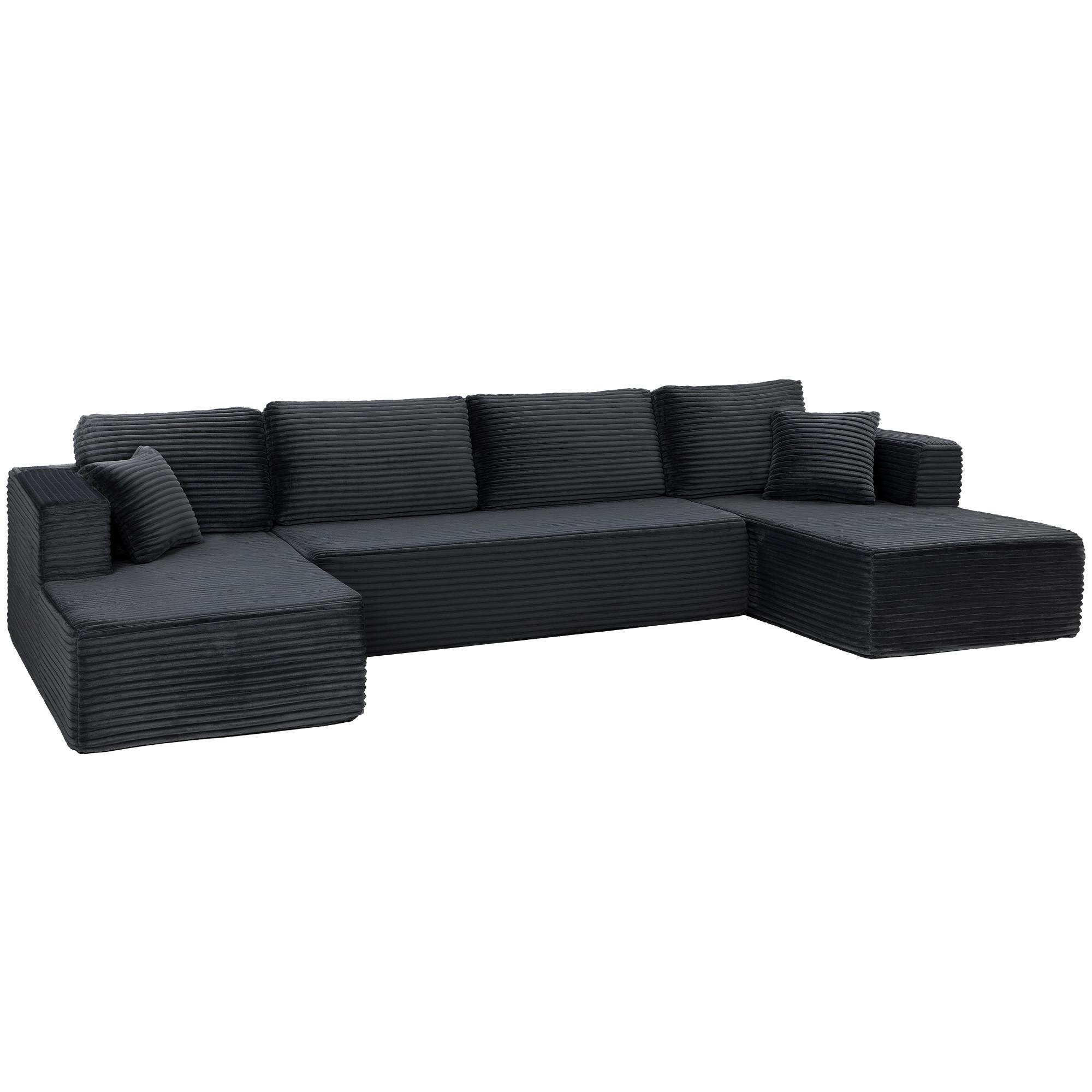 ECKSOFA 3er Set Polyester Grau - Dunkelgrau, Textil (152/369cm) - HOMCOM