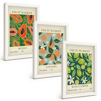 BILDER SET 3er Set - 20x30 cm Weißer Rahmen - Vintage-Poster mit Früchten - Weiß, Kunststoff (20/30cm) - TULUP