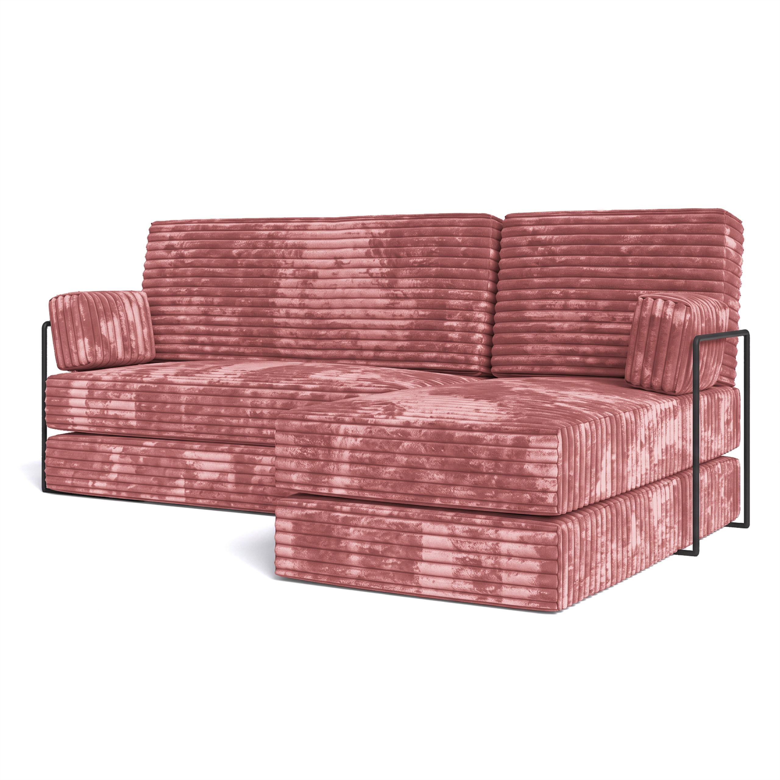 ECKSOFA NOTIA modulares Boneless Sofa mit Schlaffunktion Rosa Cordstoff - Rosa, Textil (200/120cm) - MASSENO