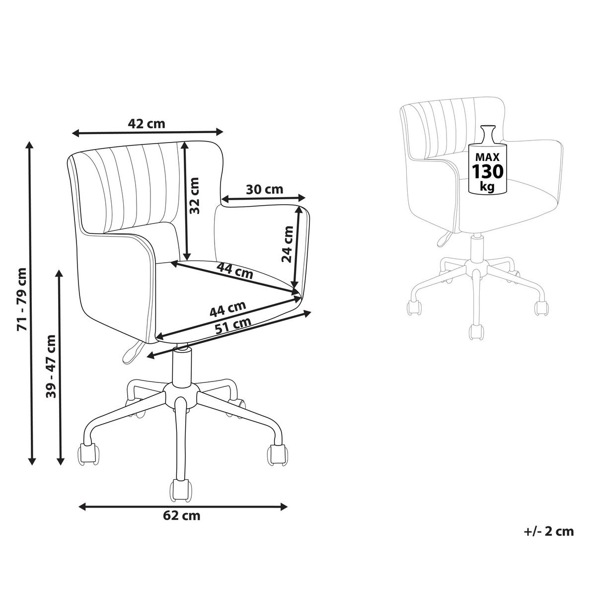 BÜROSTUHL Bouclé Cremeweiß Sanilac - Schwarz/Weiß, Textil (62/71/62cm) - Beliani