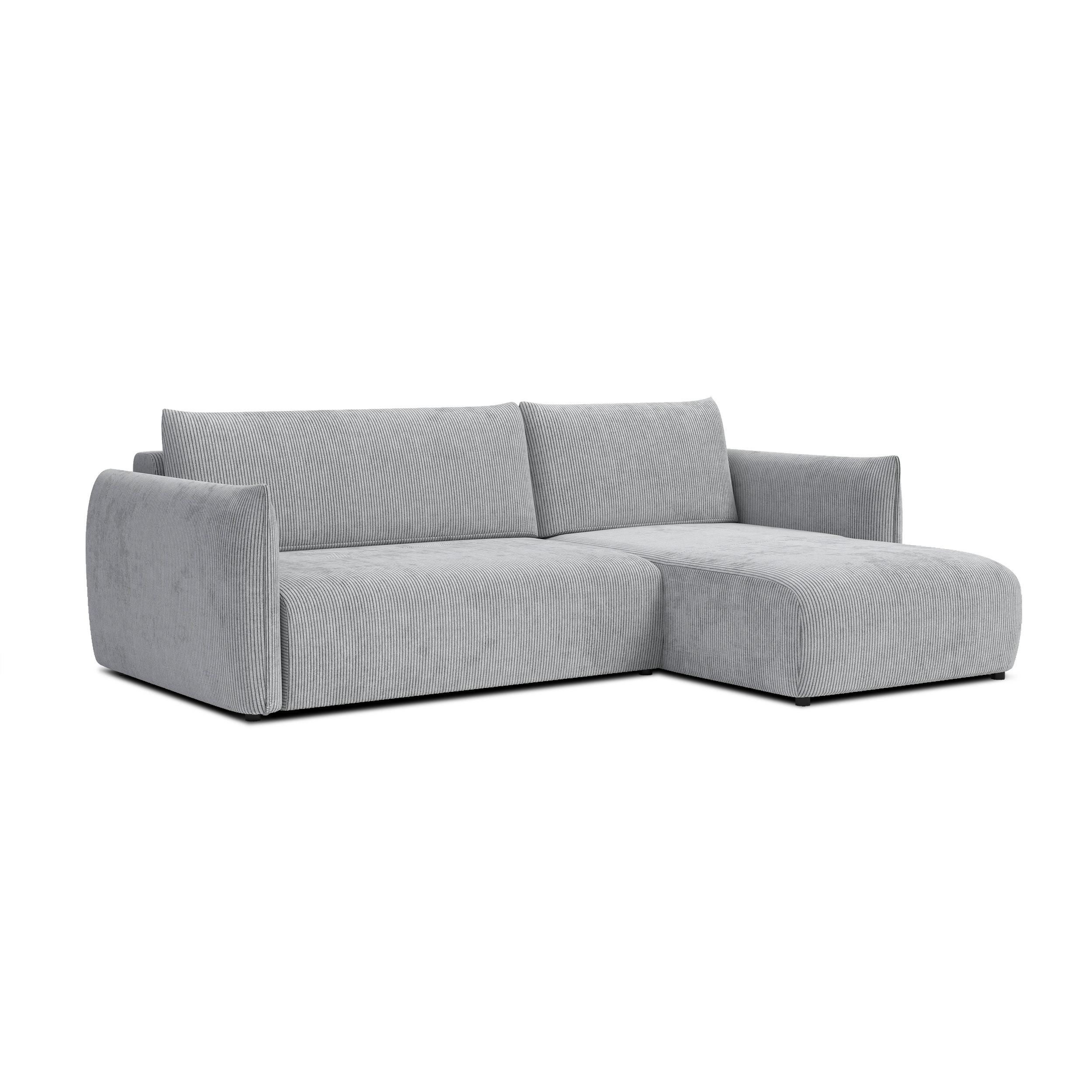 ECKSOFA TAUER 3-Sitzer links, hellgrau - Hellgrau/Schwarz, Holz/Textil (248/173cm) - Wozimo