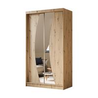SCHWEBETÜRENSCHRANK VOCE 120/216/61 cm 2-türig mit Spiegel Eiche Artisan - Eiche Artisan, Holzwerkstoff (120/216/61cm) - MASSENO